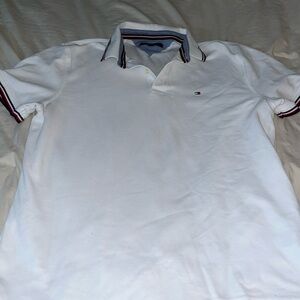 Tommy Hilfiger White Polo with Navy and‎ Red Accents
